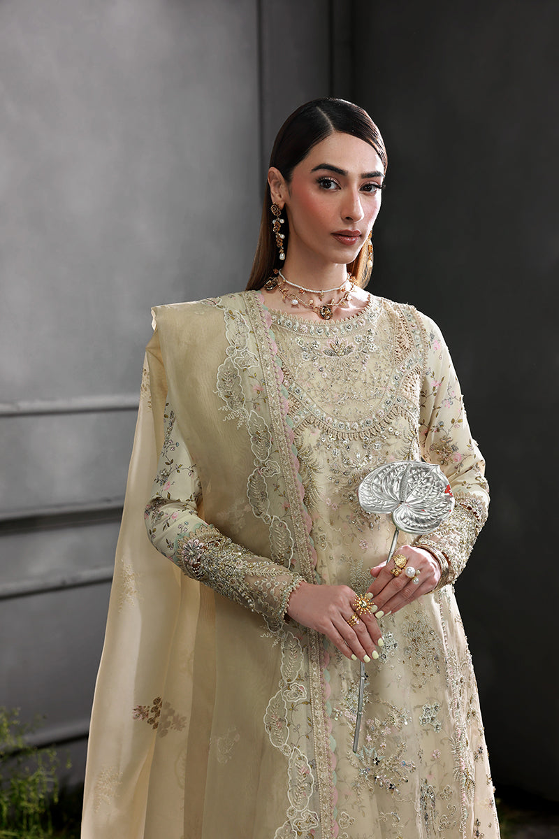 Qalamkar | Elirah Formals 25 | MF-04 IVORY GRACE - by Libasekhas UK - Registered Vendor of : Qalamkar - 100% Original Designer Dress