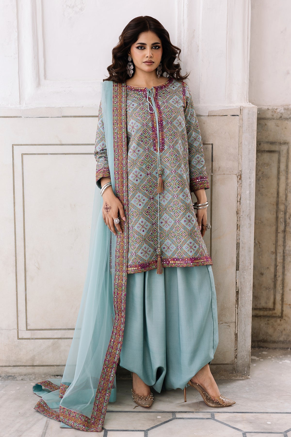 Charizma | Festive Pret | 3-Pcs Embroidered Raw Silk CMA-6-328 - by Libasekhas UK - Registered Vendor of : Charizma - 100% Original Designer Dress