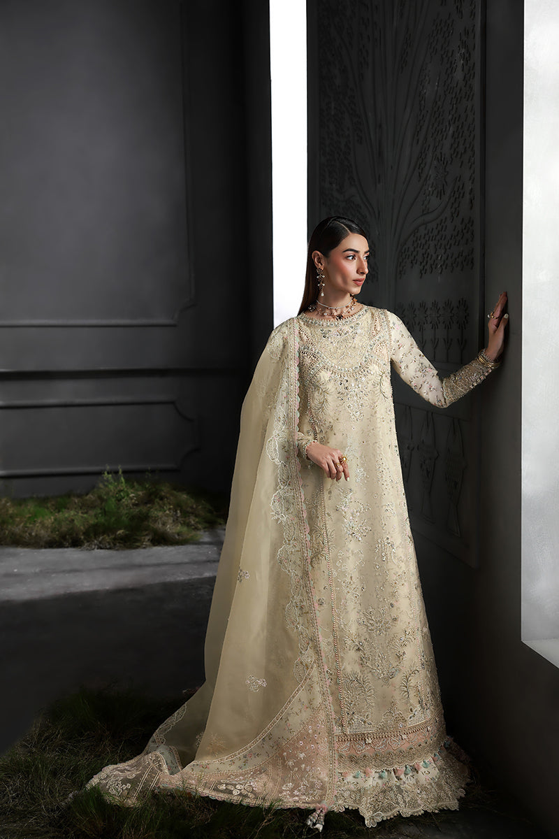 Qalamkar | Elirah Formals 25 | MF-04 IVORY GRACE - by Libasekhas UK - Registered Vendor of : Qalamkar - 100% Original Designer Dress