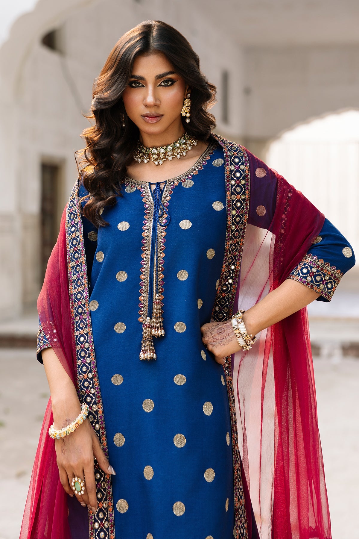 Charizma | Festive Pret | 3-PC Embroidered Raw-Silk CMA-6-323 - by Libasekhas UK - Registered Vendor of : Charizma - 100% Original Designer Dress