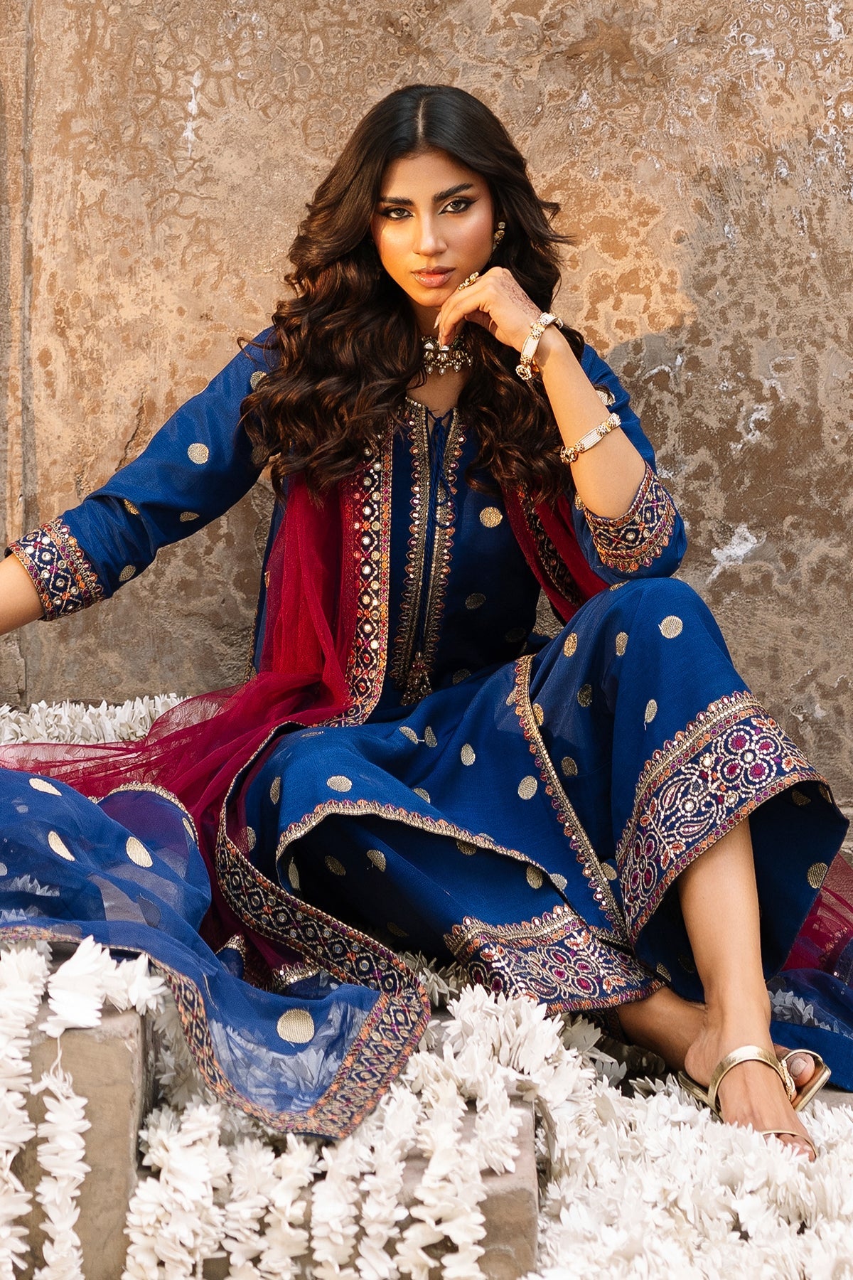 Charizma | Festive Pret | 3-PC Embroidered Raw-Silk CMA-6-323 - by Libasekhas UK - Registered Vendor of : Charizma - 100% Original Designer Dress
