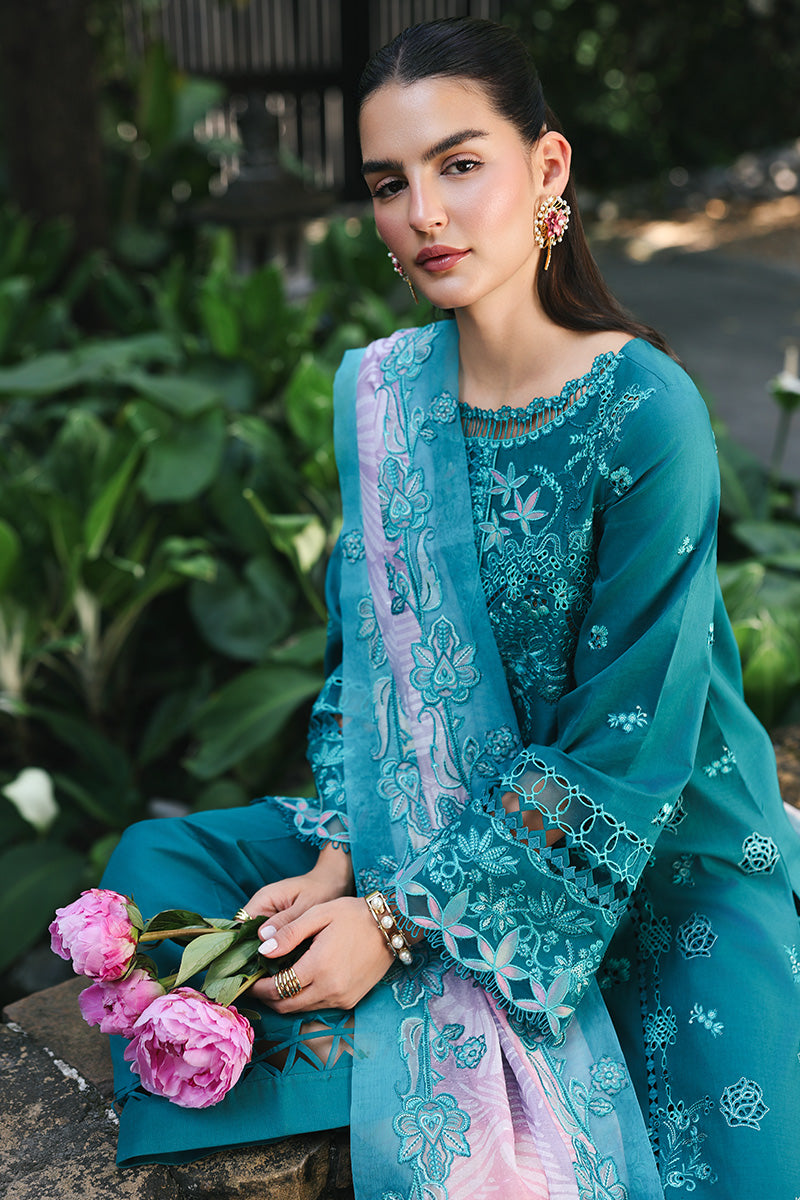 Qalamkar | Q Line Lawn Drop | RP-03 SAPPHIRE - by Libasekhas UK - Registered Vendor of : Qalamkar - 100% Original Designer Dress