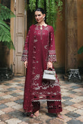 Qalamkar | Q Line Lawn Drop | RP-12 GARNET - by Libasekhas UK - Registered Vendor of : Qalamkar - 100% Original Designer Dress