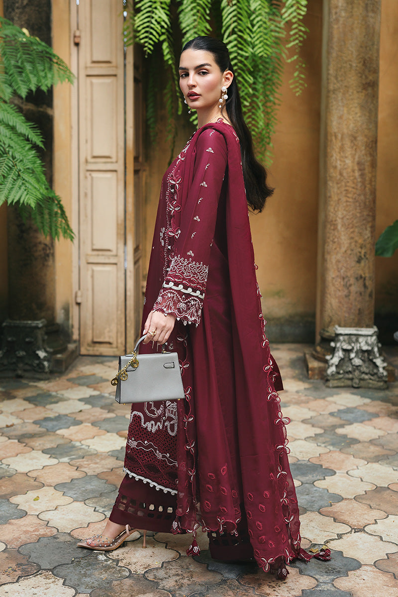 Qalamkar | Q Line Lawn Drop | RP-12 GARNET - by Libasekhas UK - Registered Vendor of : Qalamkar - 100% Original Designer Dress