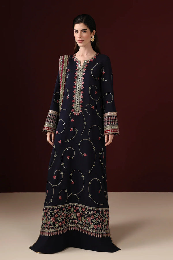 Jazmin | Mirelle Luxury Formals'26 | Navy Blue Long Shirt & Trouser -UR-7087