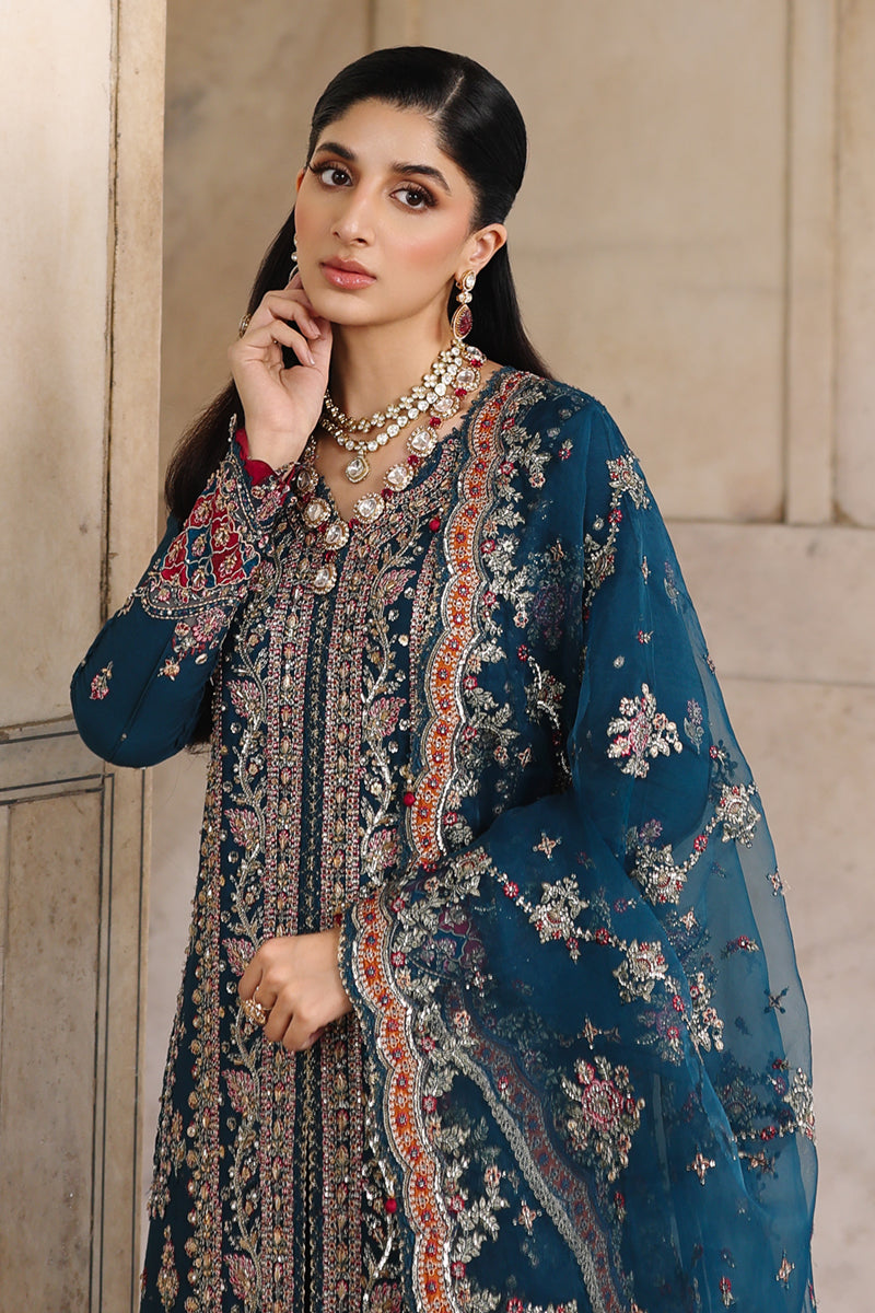 Qalamkar | Shadmaani Formals 25 | RH-02 NEELAM - by Libasekhas UK - Registered Vendor of : Qalamkar - 100% Original Designer Dress