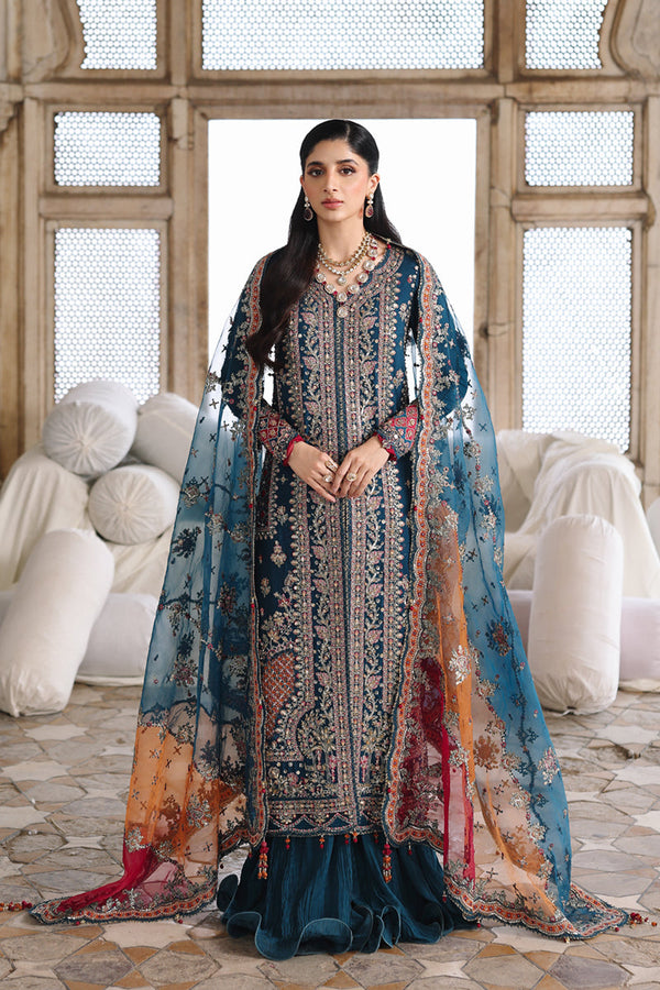 Qalamkar | Shadmaani Formals 25 | RH-02 NEELAM - by Libasekhas UK - Registered Vendor of : Qalamkar - 100% Original Designer Dress