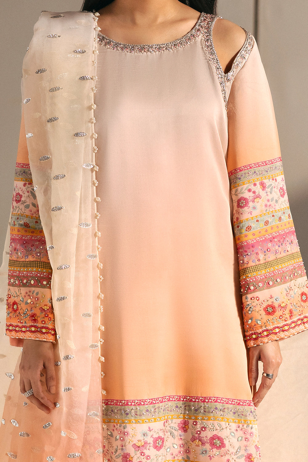 Afrozeh | Silk Muse 26 | Pearl Draped - by Libasekhas UK - Registered Vendor of : Afrozeh - 100% Original Designer Dress