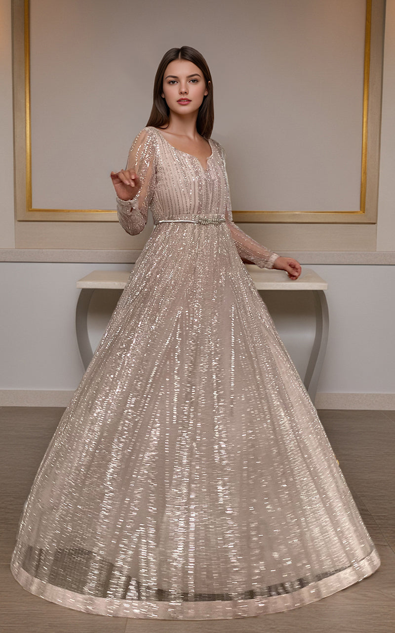 Threads and Motifs | Formal Dresses 25 | Net Embroidered Maxi - by Libasekhas UK - Registered Vendor of : Threads and Motifs - 100% Original Designer Dress