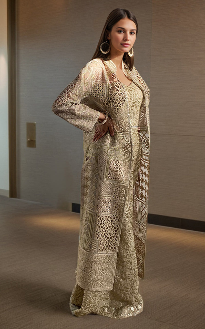 Threads and Motifs | Formal Dresses 25 | Embroidered Jacket With Blouse - by Libasekhas UK - Registered Vendor of : Threads and Motifs - 100% Original Designer Dress