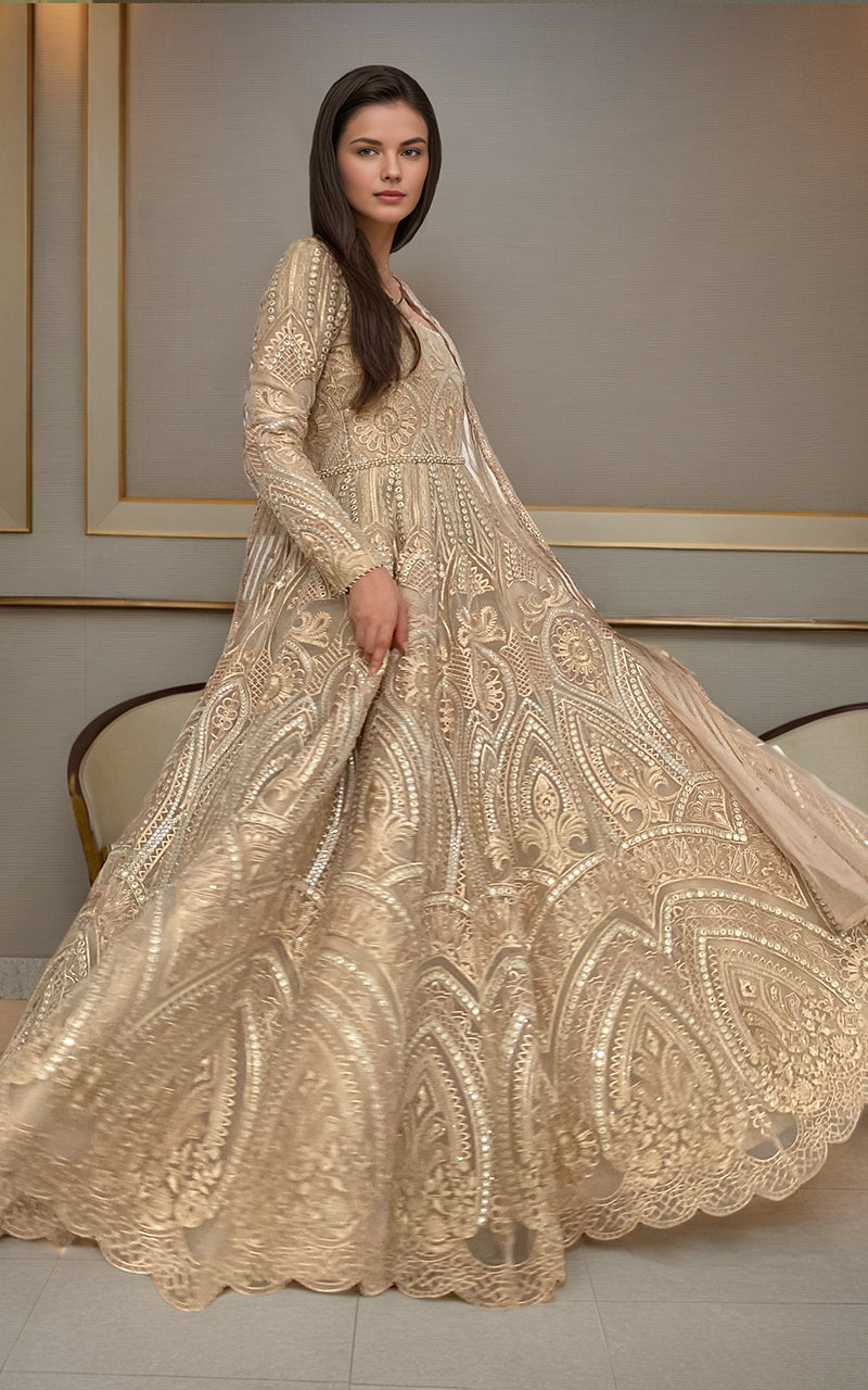 Threads and Motifs | Formal Dresses 25 | Organza Embroidered Maxi - by Libasekhas UK - Registered Vendor of : Threads and Motifs - 100% Original Designer Dress