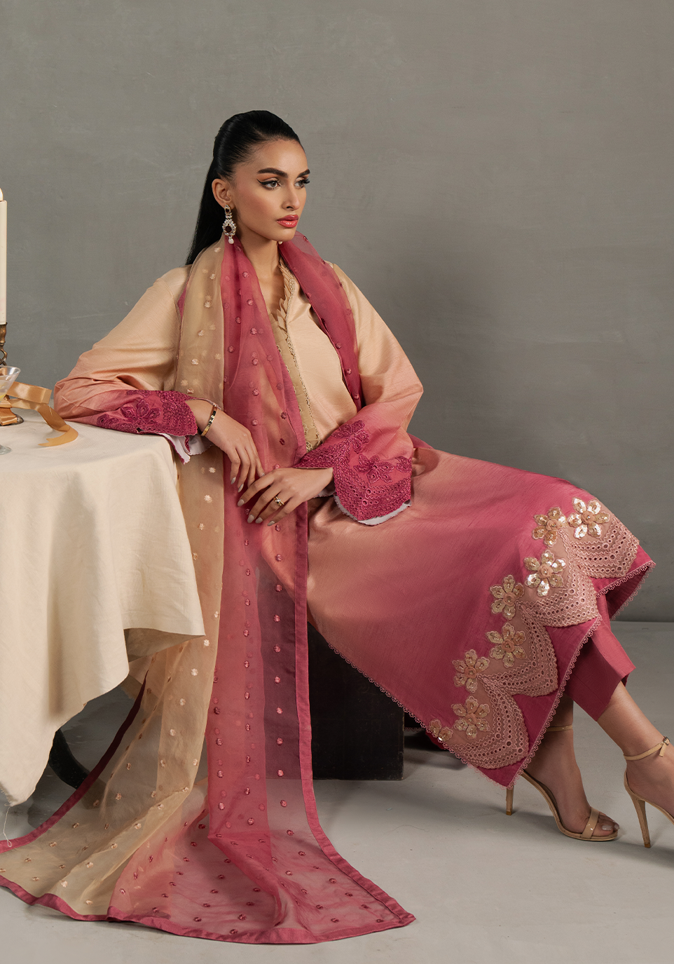 Zarqash | Silk Edit | ZQS 002 Rosèa - by - Libasekhas UK - Registered Vendor of : Zarqash - 100% Original Designer Dresss