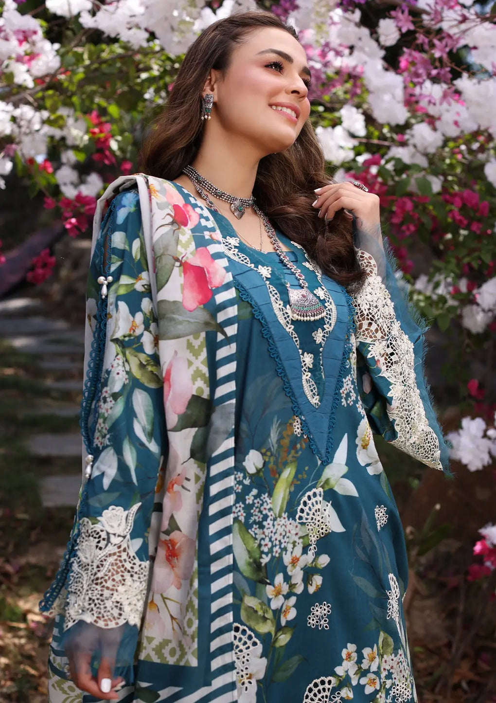 Elaf Premium | Prints Chikankari 24 | 02B SERENITA - by - Libasekhas UK - Registered Vendor of : Elaf Premium - 100% Original Designer Dresss