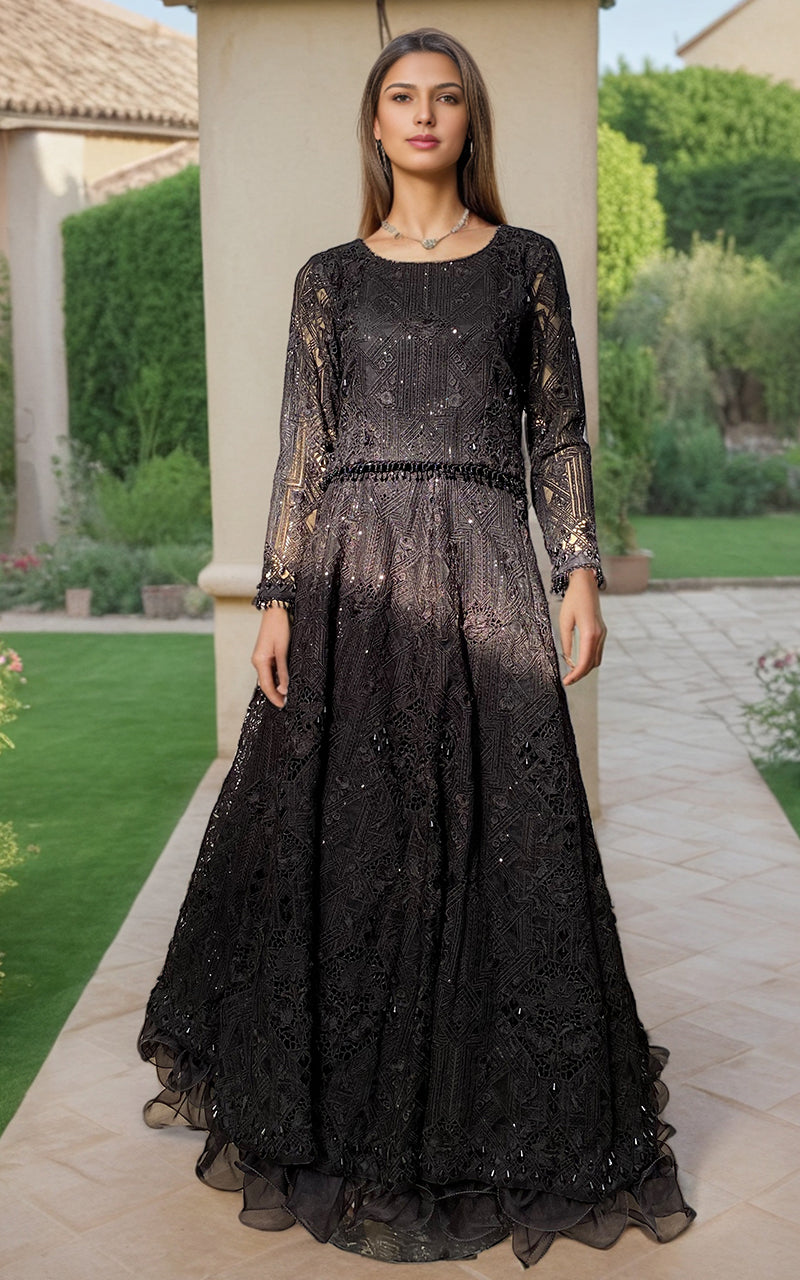 Threads and Motifs | Formal Dresses 25 | ORGANZA EMBROIDERED BLOUSE WITH EMBROIDERED LEHENGA - by Libasekhas UK - Registered Vendor of : Threads and Motifs - 100% Original Designer Dress