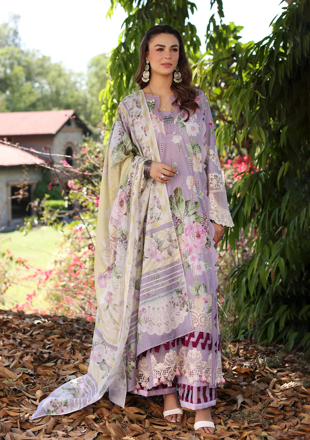 Elaf Premium | Prints Chikankari 24 | 03A LILAC LAMOUR - by - Libasekhas UK - Registered Vendor of : Elaf Premium - 100% Original Designer Dresss