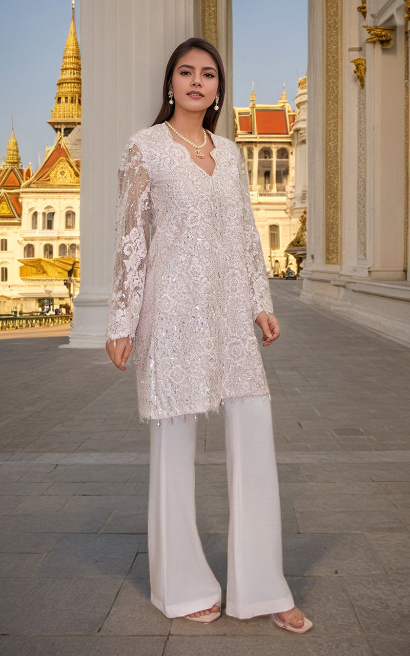Threads and Motifs | Formal Dresses 25 | Net Cut Dana Shirt With Trouser - by Libasekhas UK - Registered Vendor of : Threads and Motifs - 100% Original Designer Dress