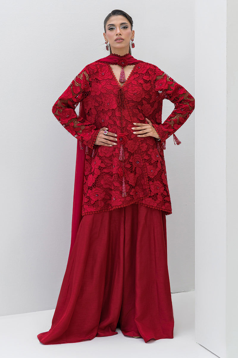 Chic Ophicial | Aarzu Luxe Pret | Red Radiance - by Libasekhas UK - Registered Vendor of : Chic Ophicial - 100% Original Designer Dress