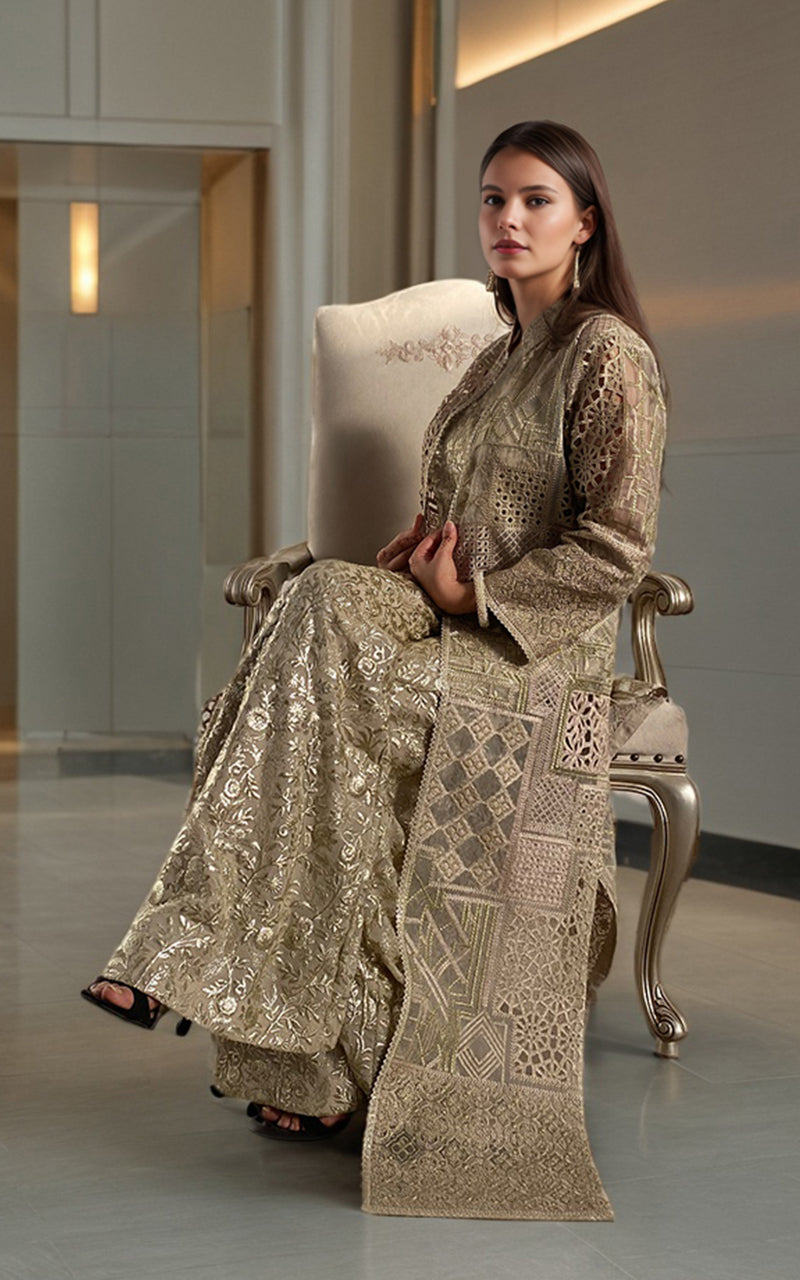 Threads and Motifs | Formal Dresses 25 | Embroidered Jacket With Blouse - by Libasekhas UK - Registered Vendor of : Threads and Motifs - 100% Original Designer Dress