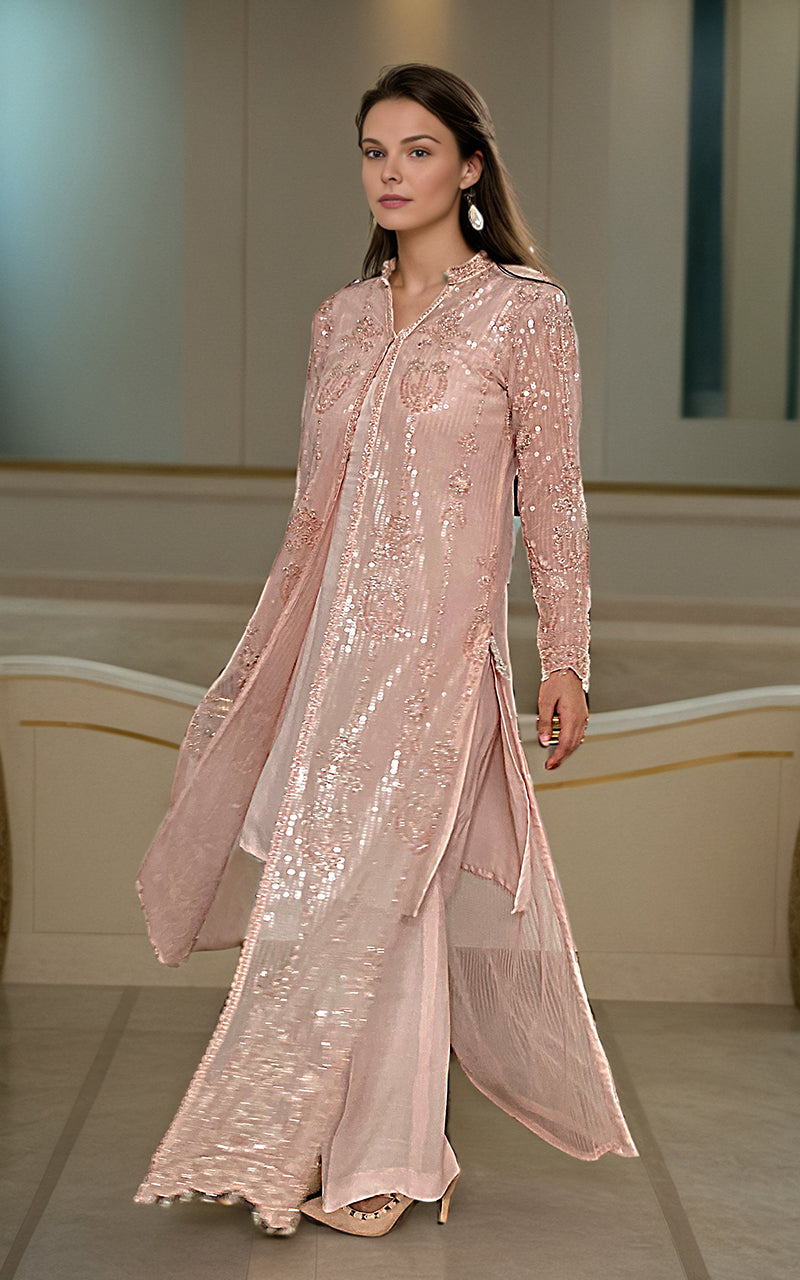 Threads and Motifs | Formal Dresses 25 | Net Embroidered Jacket With Inner - by Libasekhas UK - Registered Vendor of : Threads and Motifs - 100% Original Designer Dress