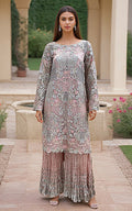 Threads and Motifs | Formal Dresses 25 | Embroidered Shirt With Dupatta And Gharara - by Libasekhas UK - Registered Vendor of : Threads and Motifs - 100% Original Designer Dress