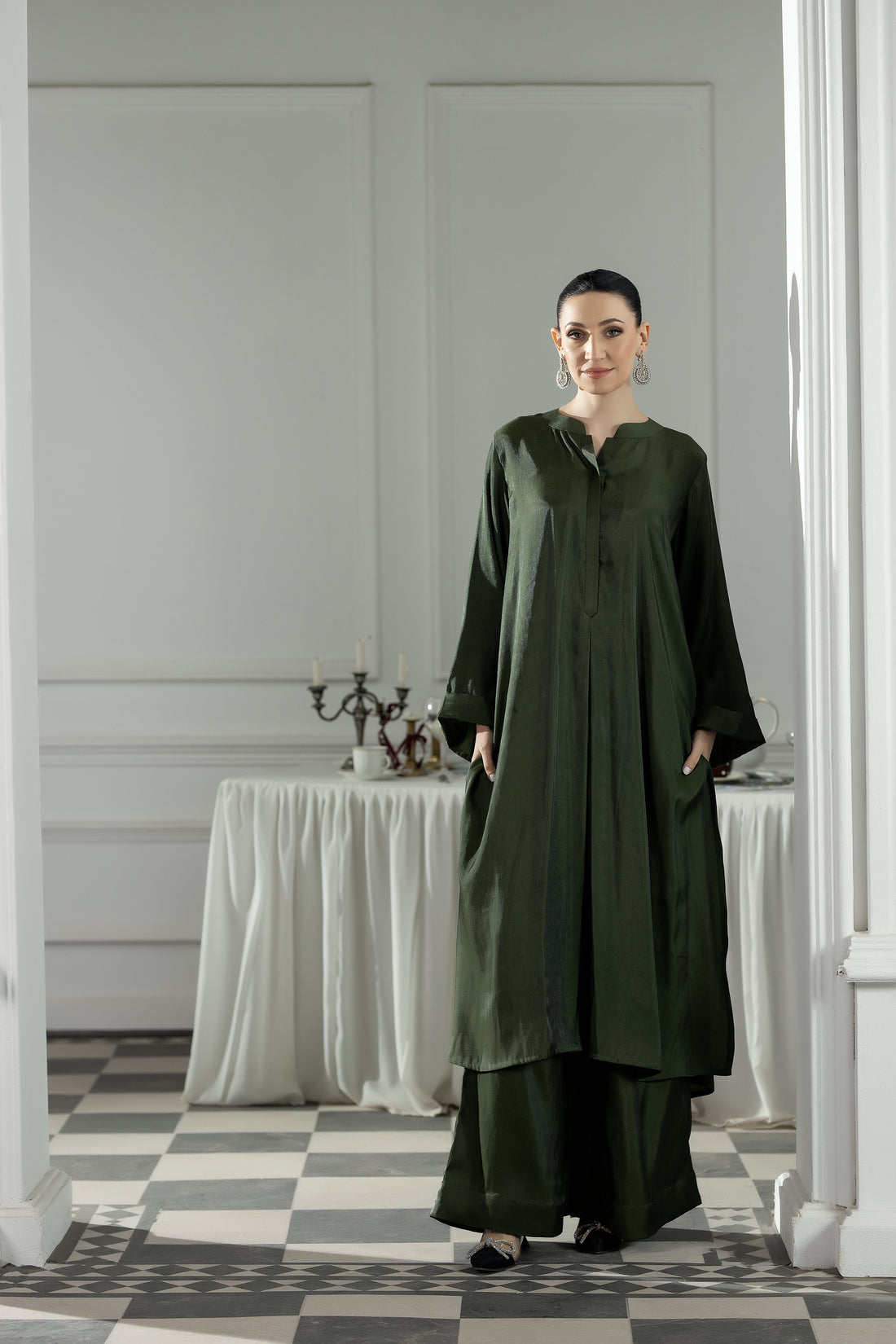 Purple Haze | Suraya Edit | Elegant in Olive - by Libasekhas - Registered Vendor of : Purple Haze - 100% Original Designer Dress