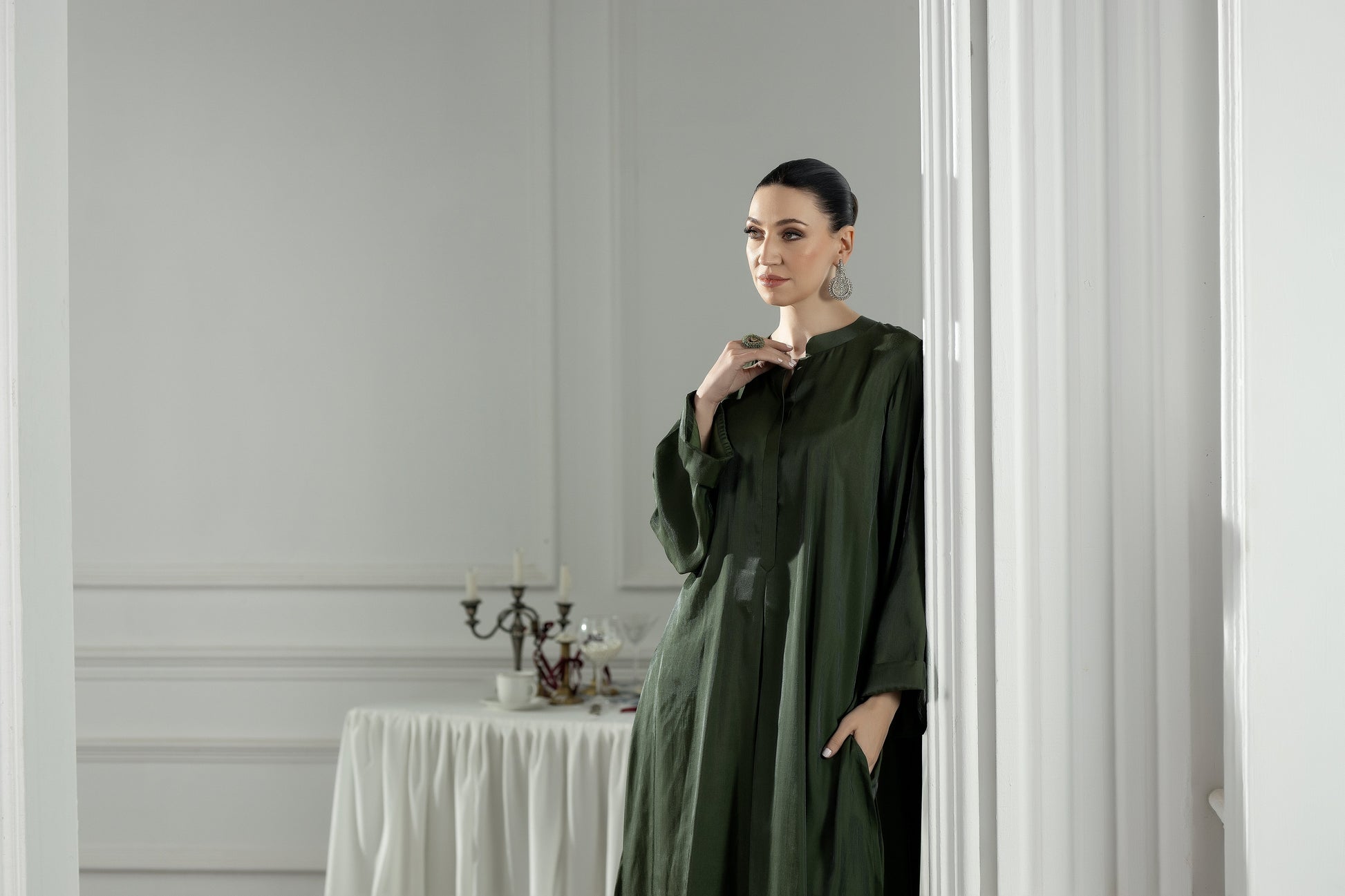 Purple Haze | Suraya Edit | Elegant in Olive - by Libasekhas - Registered Vendor of : Purple Haze - 100% Original Designer Dress