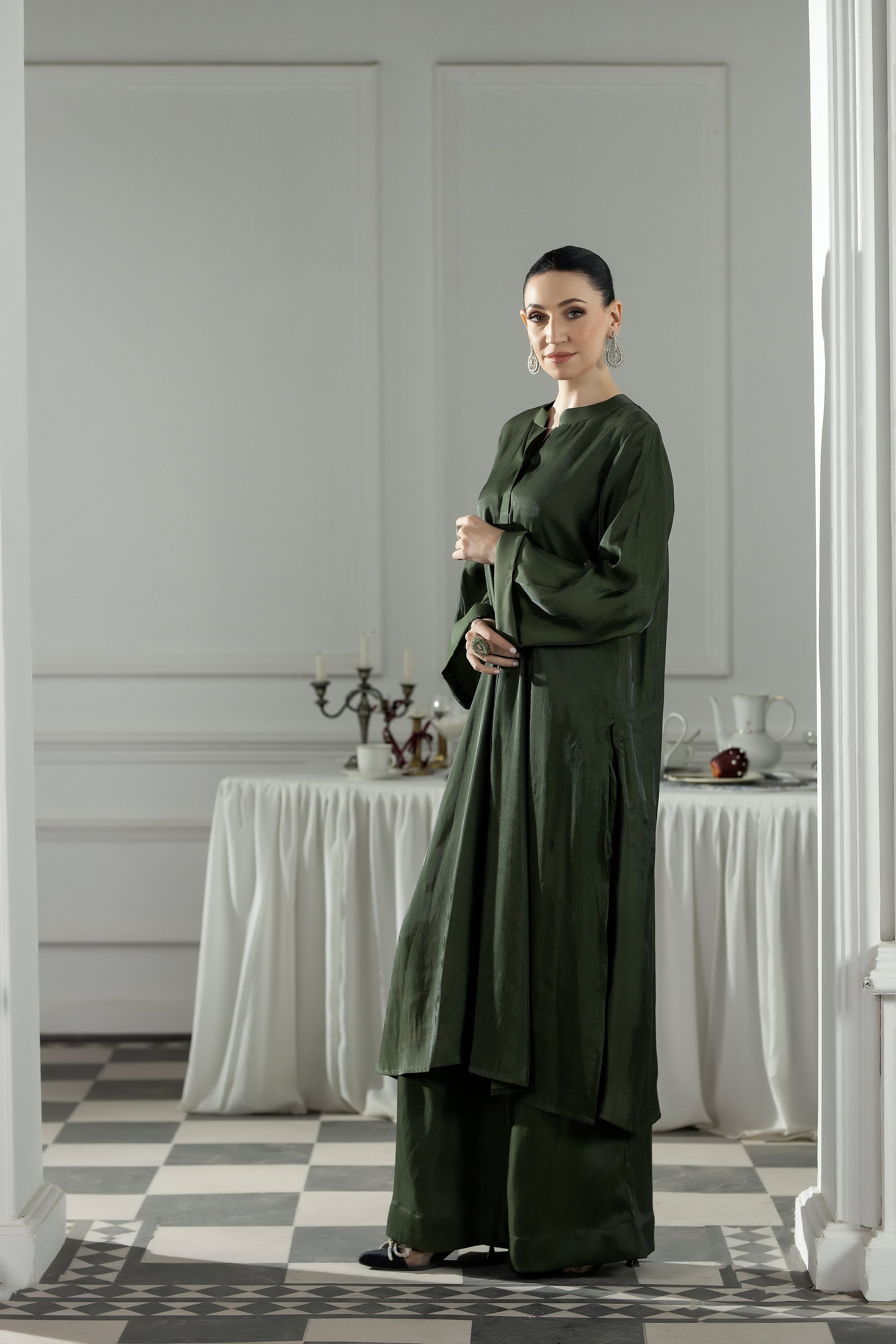 Purple Haze | Suraya Edit | Elegant in Olive - by Libasekhas - Registered Vendor of : Purple Haze - 100% Original Designer Dress