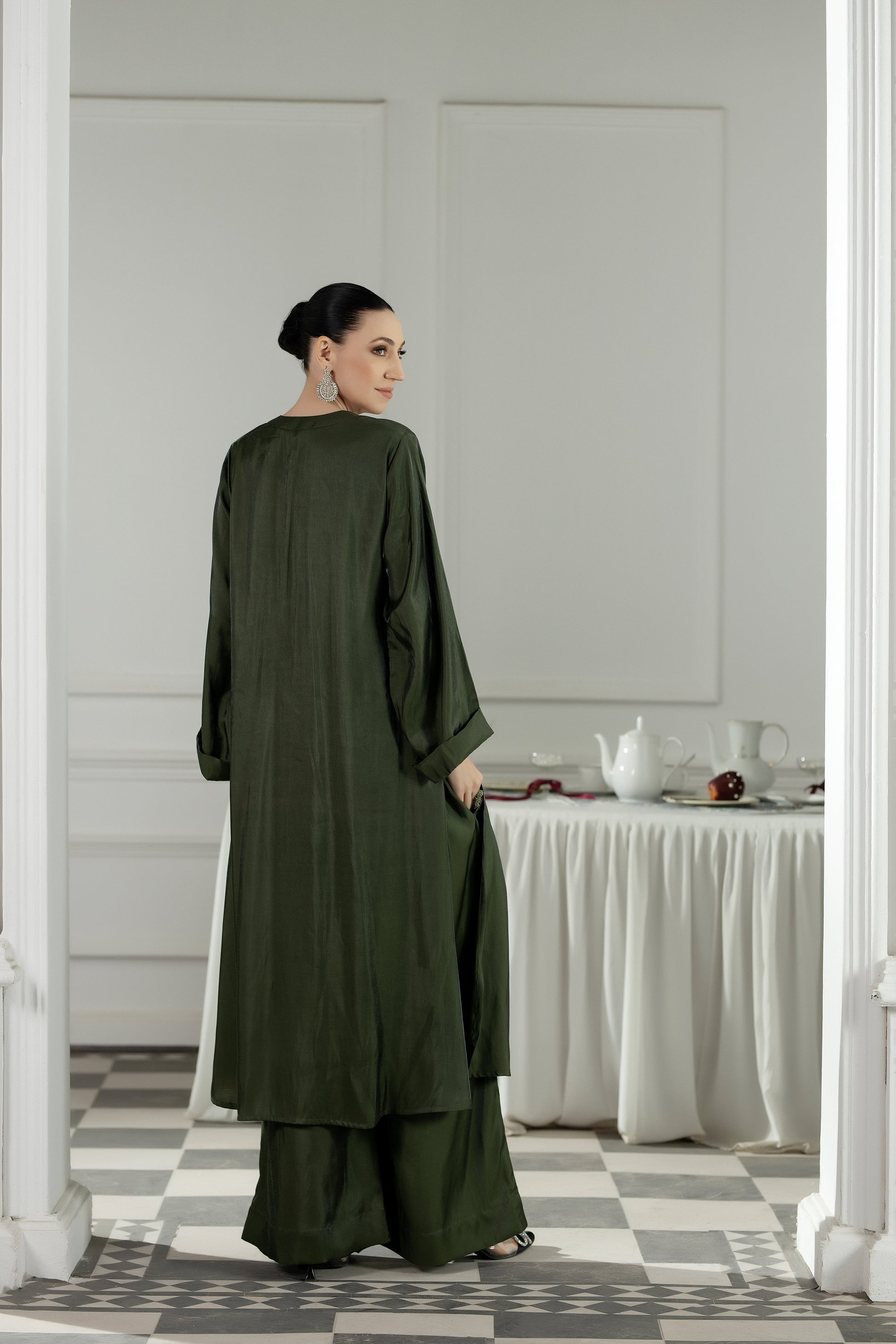 Purple Haze | Suraya Edit | Elegant in Olive - by Libasekhas - Registered Vendor of : Purple Haze - 100% Original Designer Dress