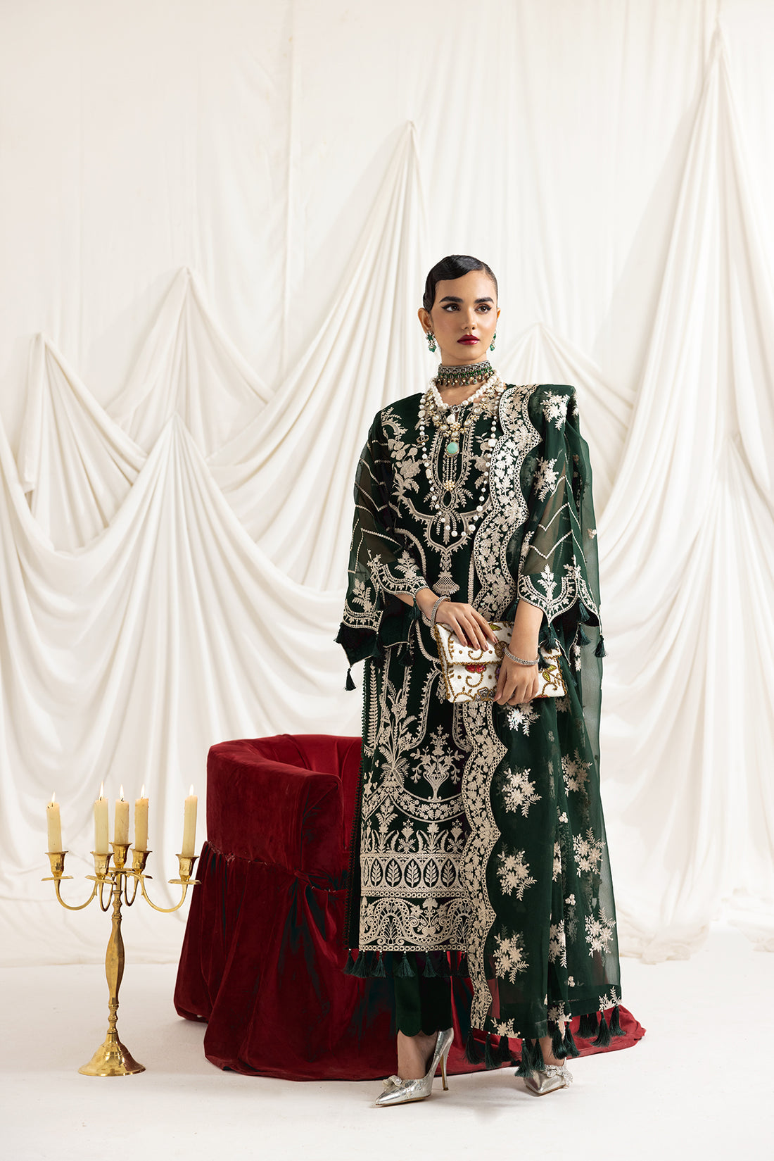 Alizeh | Formals Collection | Clara B (GREEN) - by - Libasekhas UK - Registered Vendor of : Alizeh - 100% Original Designer Dresss