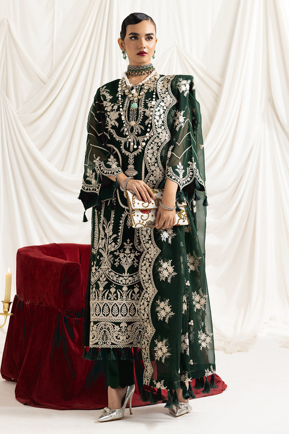 Alizeh | Formals Collection | Clara B (GREEN) - by - Libasekhas UK - Registered Vendor of : Alizeh - 100% Original Designer Dresss