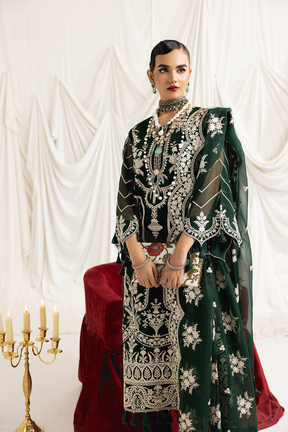 Alizeh | Formals Collection | Clara B (GREEN) - by - Libasekhas UK - Registered Vendor of : Alizeh - 100% Original Designer Dresss