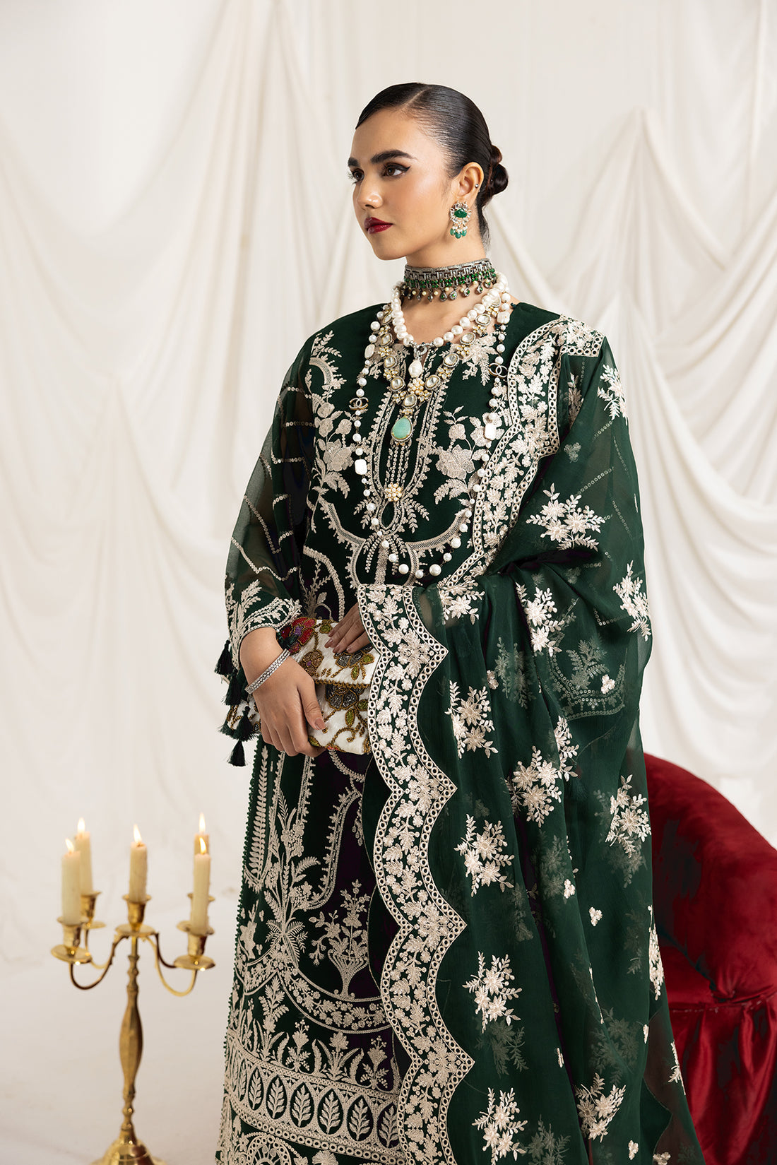 Alizeh | Formals Collection | Clara B (GREEN) - by - Libasekhas UK - Registered Vendor of : Alizeh - 100% Original Designer Dresss