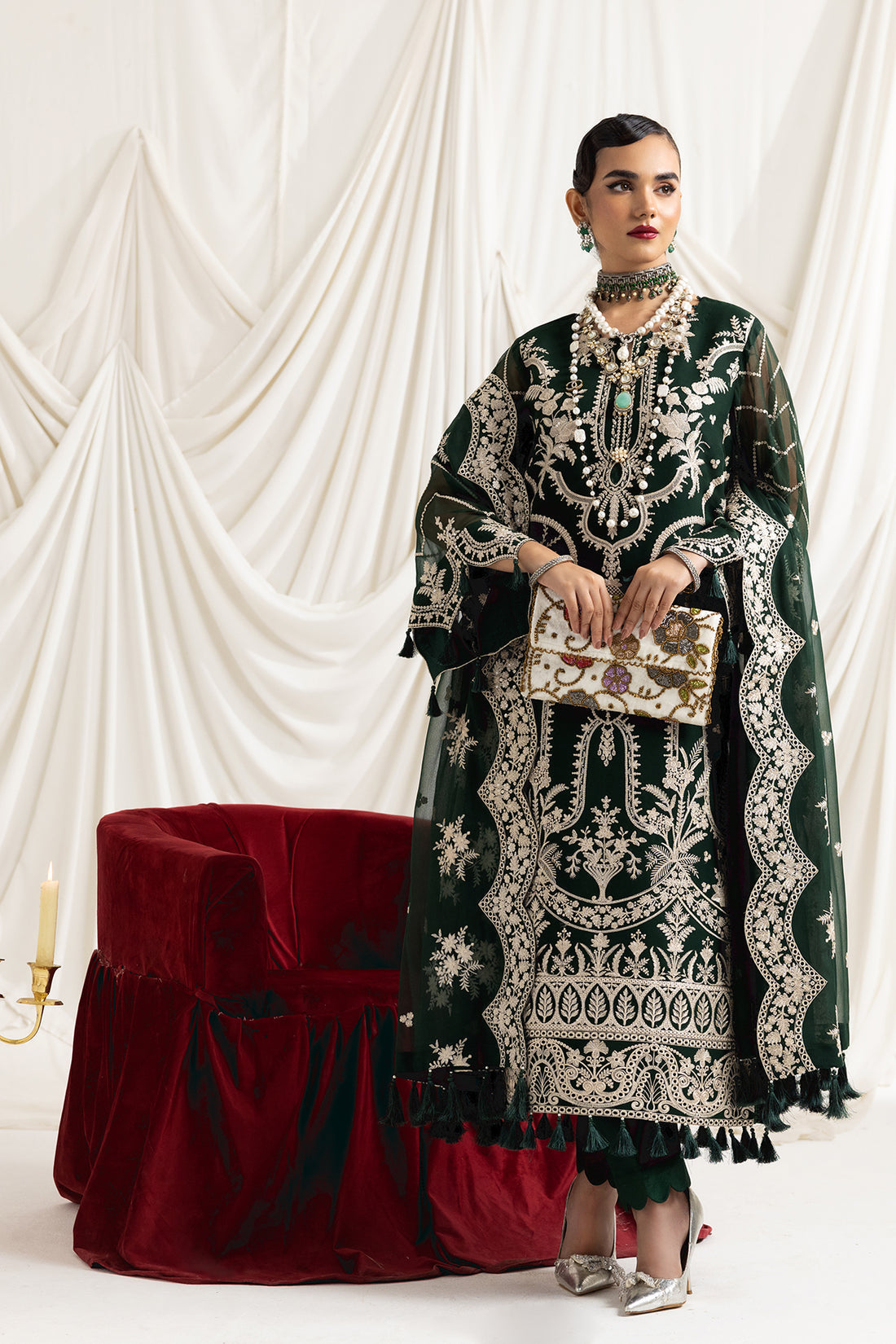 Alizeh | Formals Collection | Clara B (GREEN) - by - Libasekhas UK - Registered Vendor of : Alizeh - 100% Original Designer Dresss