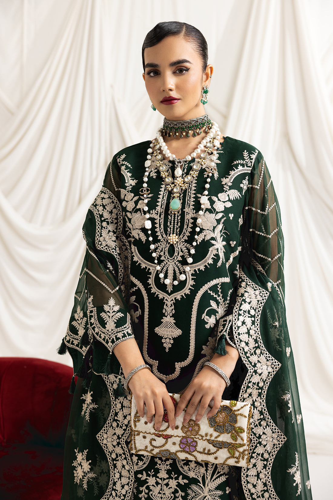 Alizeh | Formals Collection | Clara B (GREEN) - by - Libasekhas UK - Registered Vendor of : Alizeh - 100% Original Designer Dresss