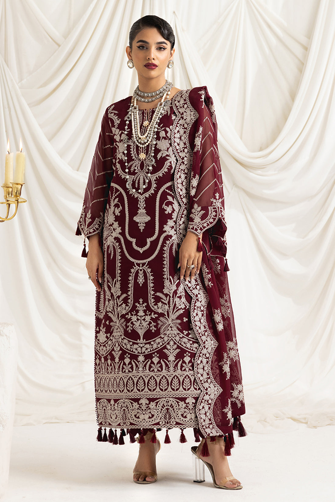 Alizeh | Formals Collection | Clara C (MAROON) - by - Libasekhas UK - Registered Vendor of : Alizeh - 100% Original Designer Dresss