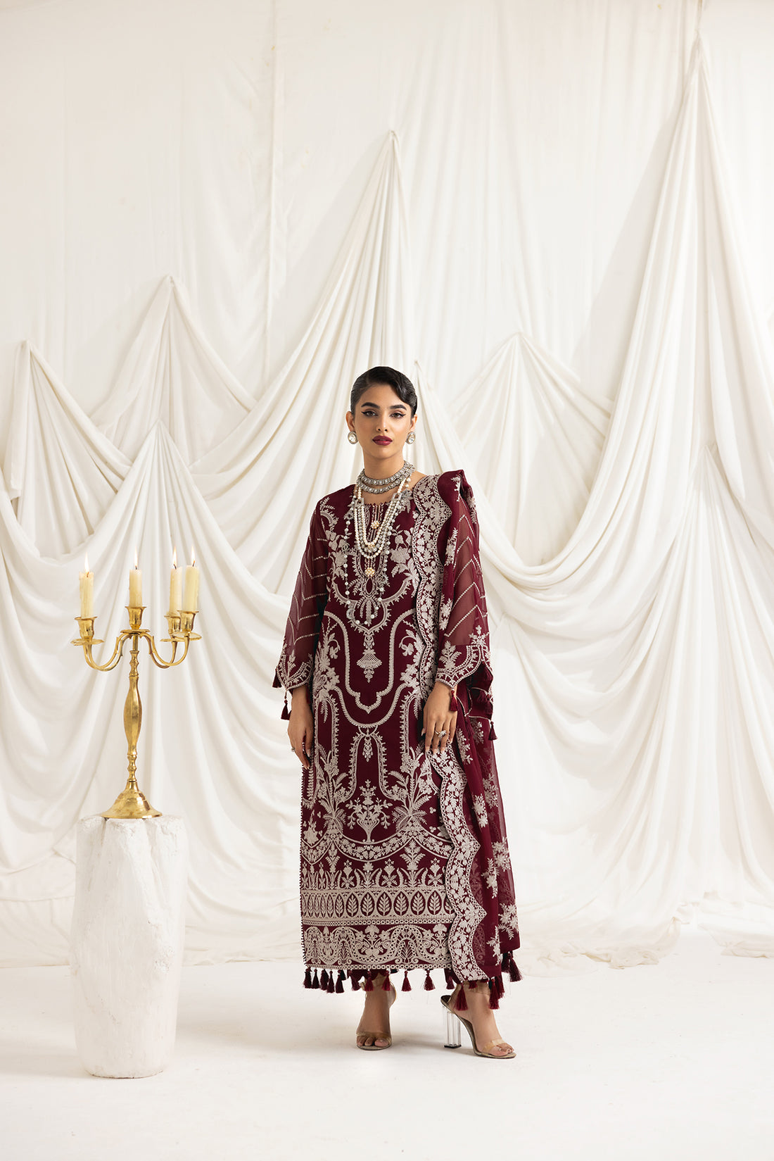 Alizeh | Formals Collection | Clara C (MAROON) - by - Libasekhas UK - Registered Vendor of : Alizeh - 100% Original Designer Dresss