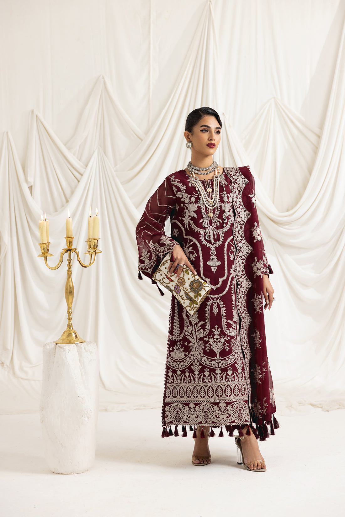 Alizeh | Formals Collection | Clara C (MAROON) - by - Libasekhas UK - Registered Vendor of : Alizeh - 100% Original Designer Dresss