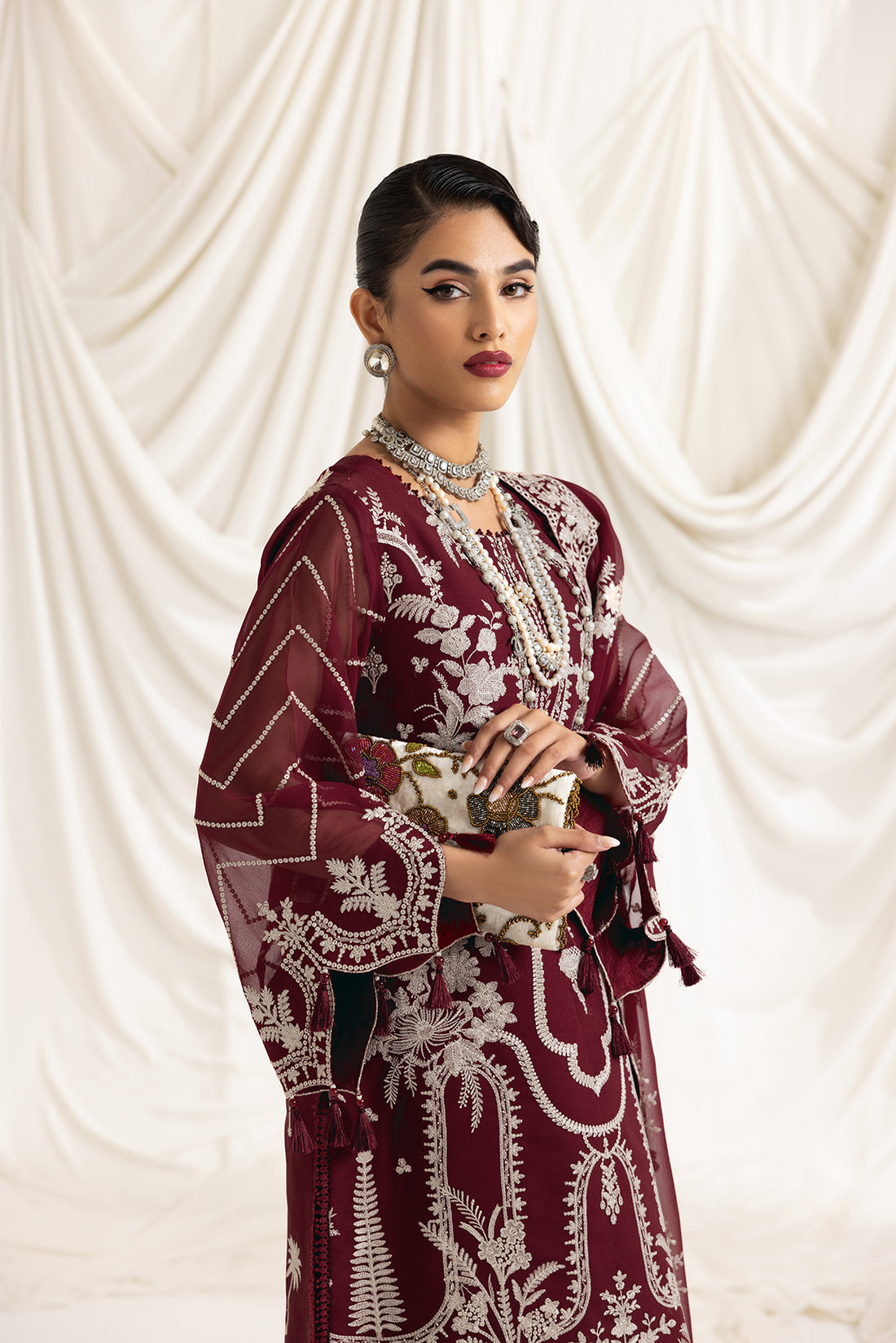 Alizeh | Formals Collection | Clara C (MAROON) - by - Libasekhas UK - Registered Vendor of : Alizeh - 100% Original Designer Dresss