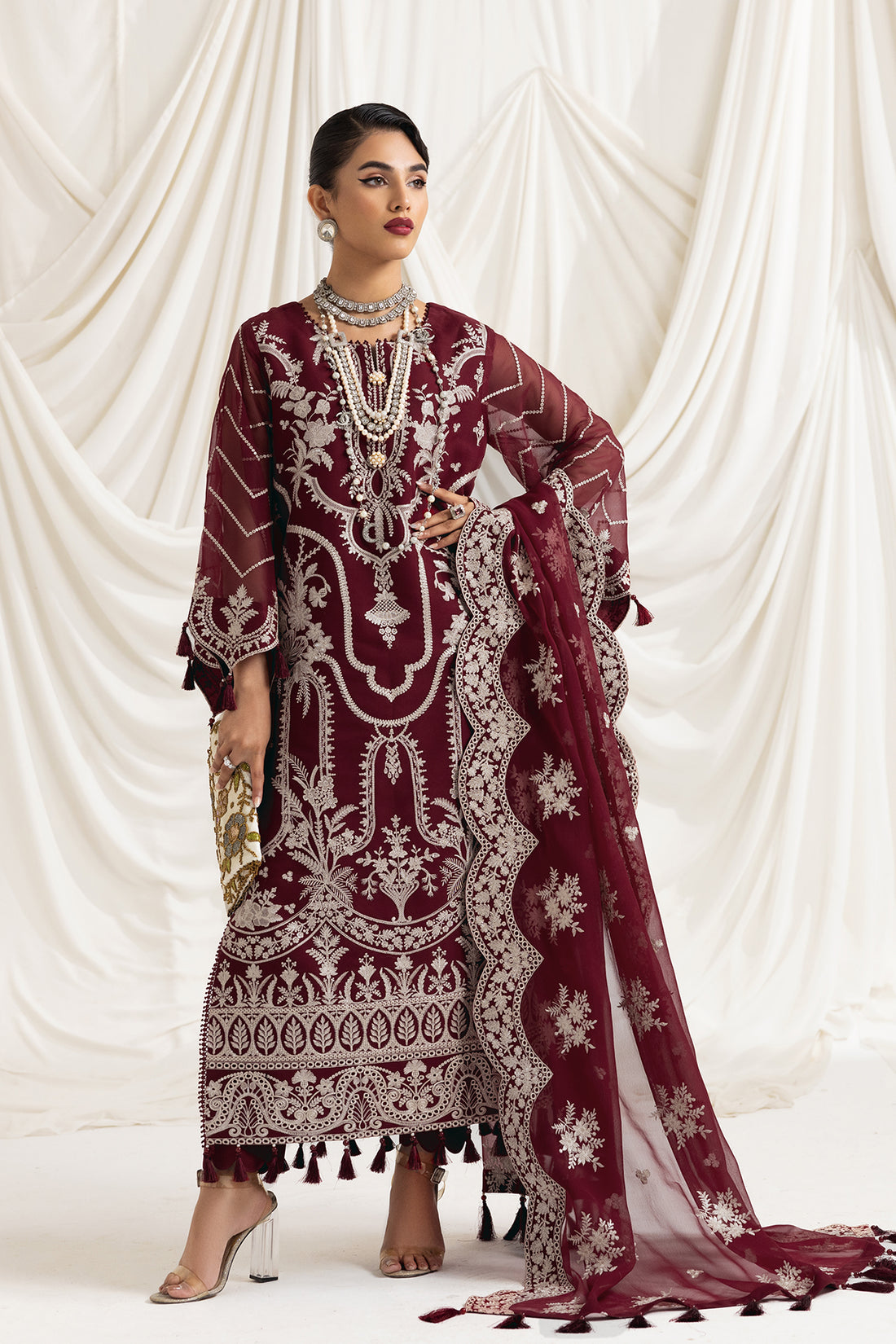 Alizeh | Formals Collection | Clara C (MAROON) - by - Libasekhas UK - Registered Vendor of : Alizeh - 100% Original Designer Dresss