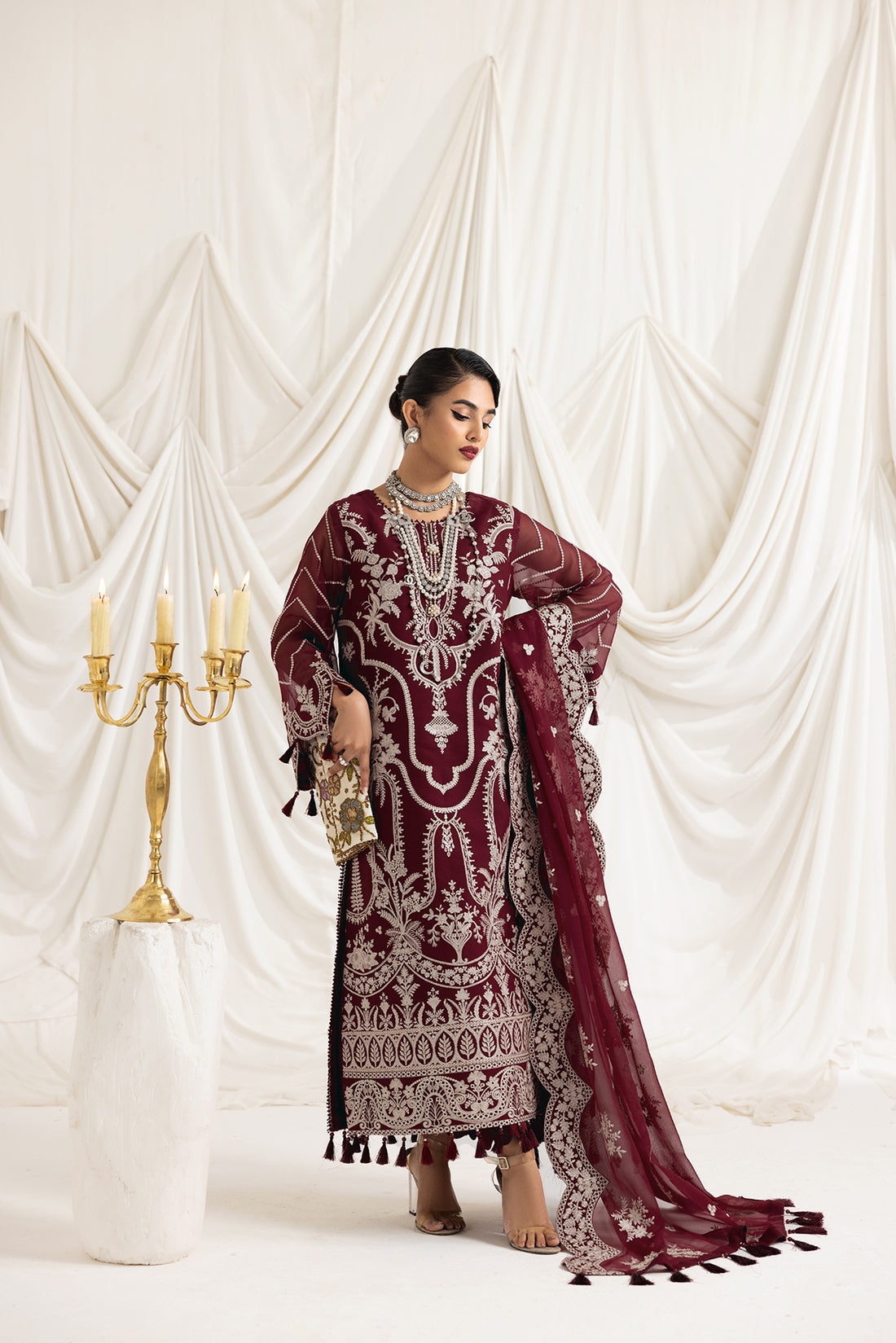 Alizeh | Formals Collection | Clara C (MAROON) - by - Libasekhas UK - Registered Vendor of : Alizeh - 100% Original Designer Dresss