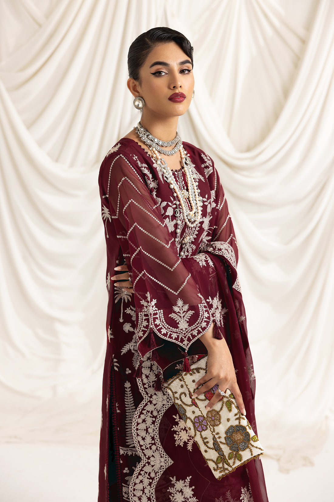 Alizeh | Formals Collection | Clara C (MAROON) - by - Libasekhas UK - Registered Vendor of : Alizeh - 100% Original Designer Dresss