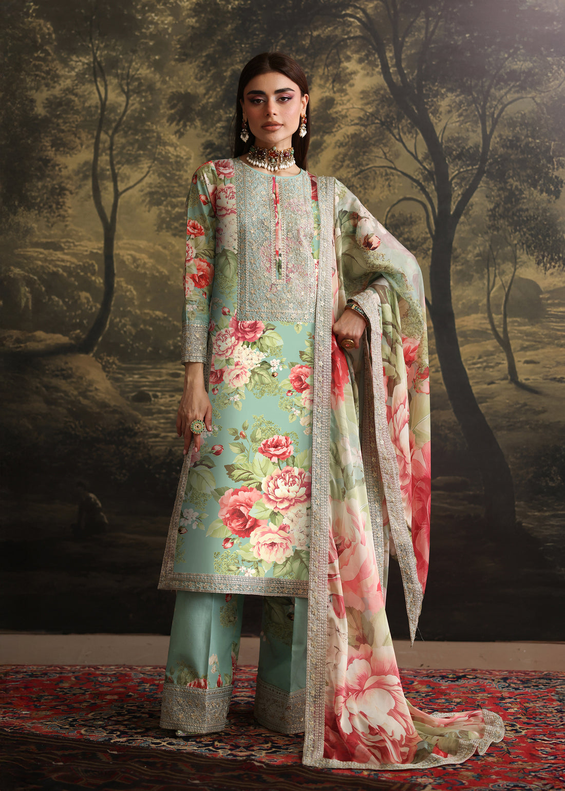 Humjoli | Rehana Luxury Collection | AQUA PINK - by Libasekhas UK - Registered Vendor of : Humjoli - 100% Original Designer Dress