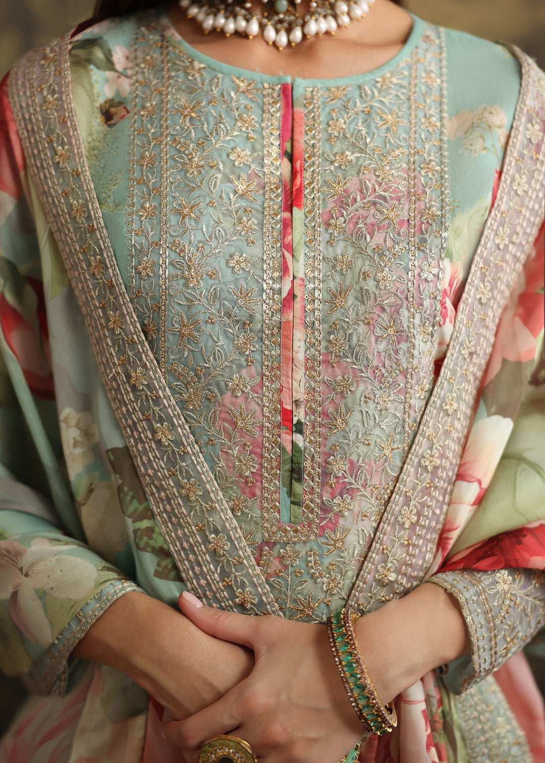 Humjoli | Rehana Luxury Collection | AQUA PINK - by Libasekhas UK - Registered Vendor of : Humjoli - 100% Original Designer Dress
