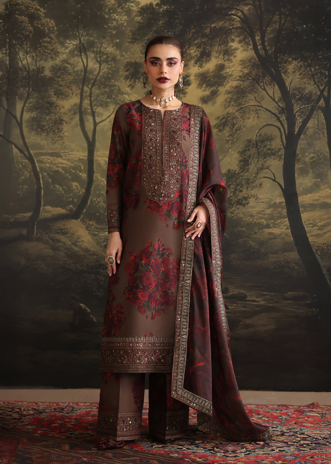 Humjoli | Rehana Luxury Collection | BROWN ROME - by Libasekhas UK - Registered Vendor of : Humjoli - 100% Original Designer Dress