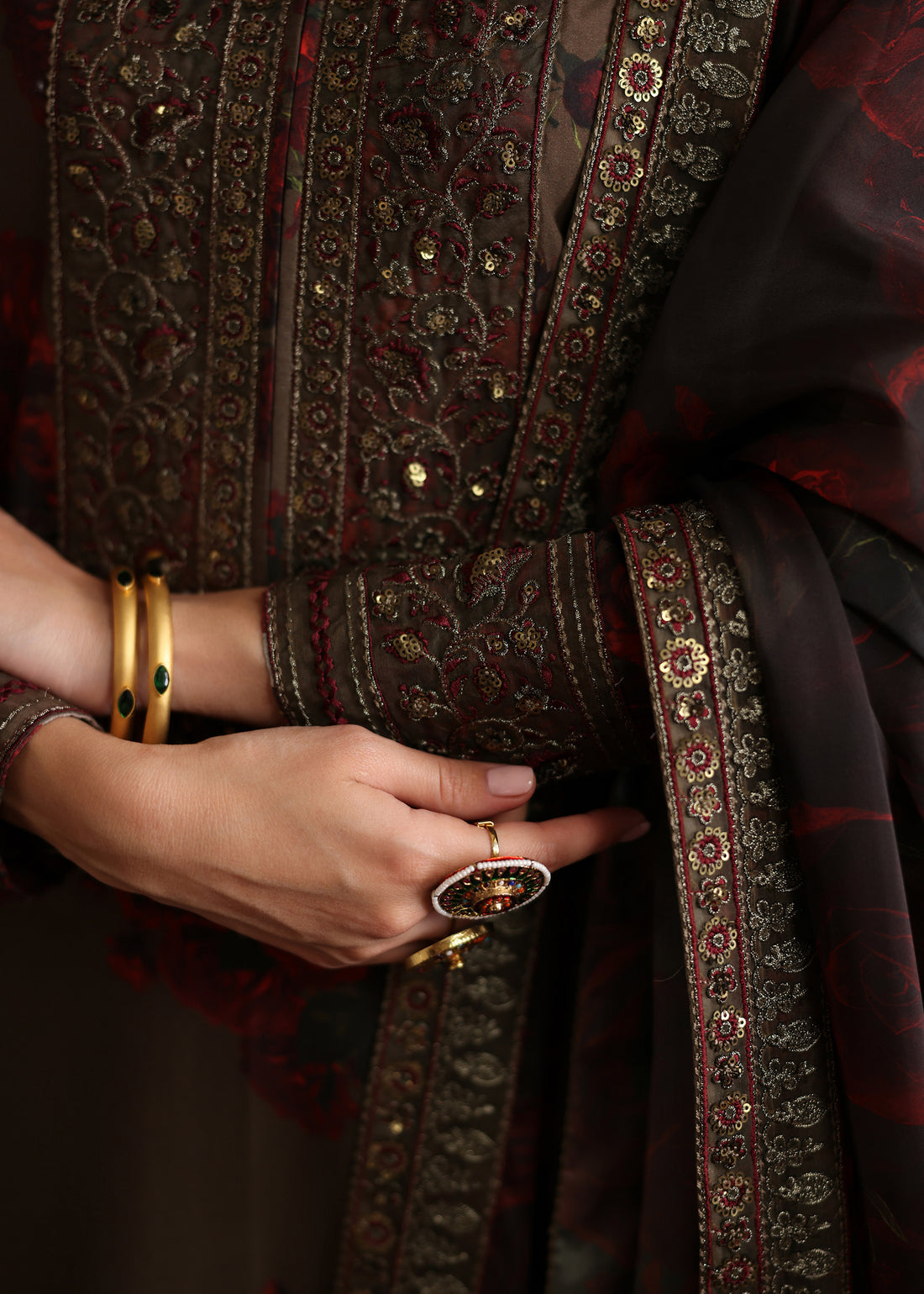 Humjoli | Rehana Luxury Collection | BROWN ROME - by Libasekhas UK - Registered Vendor of : Humjoli - 100% Original Designer Dress
