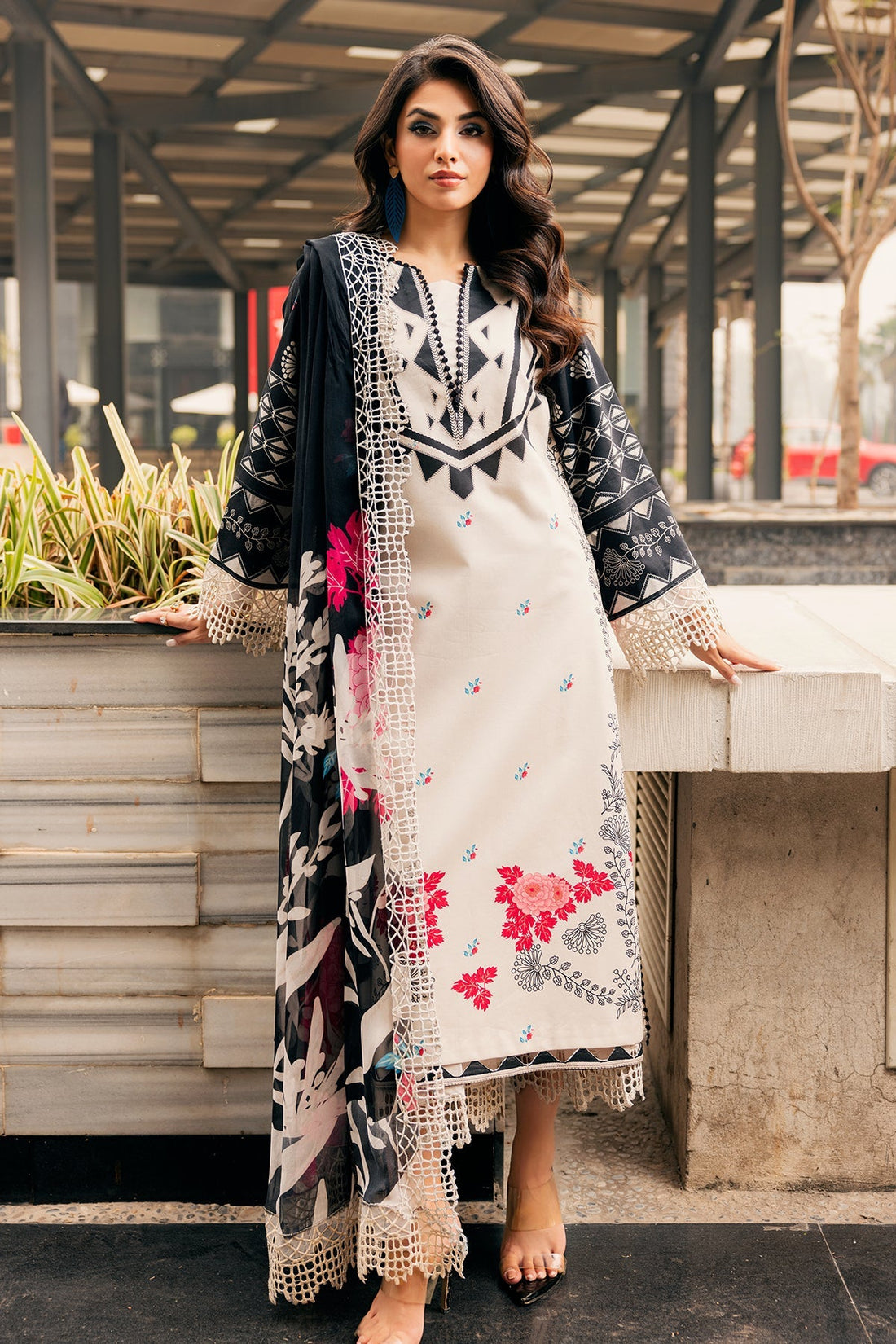 Charizma | Infinity Lawn | 3-PC Unstitched Embroidered Lawn Collection IN6-04 - by Libasekhas UK - Registered Vendor of : Charizma - 100% Original Designer Dress