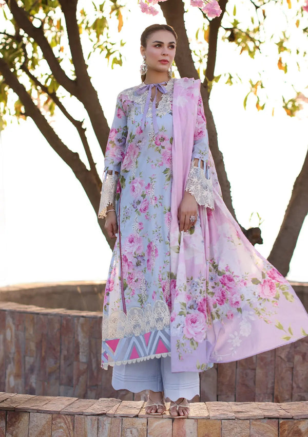 Elaf Premium | Prints Chikankari 24 | 04A OCEAN BLOSSOMS - by - Libasekhas UK - Registered Vendor of : Elaf Premium - 100% Original Designer Dresss