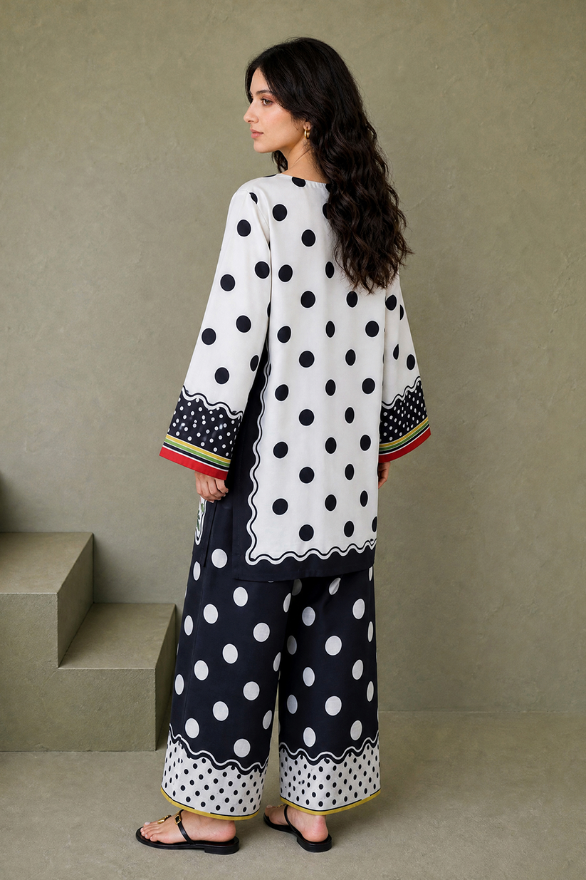 Saad Shaikh | Ease Fall Edit 26 | D-10 Co-ord Set White and Black - by Libasekhas UK - Registered Vendor of : Saad Shaikh - 100% Original Designer Dress