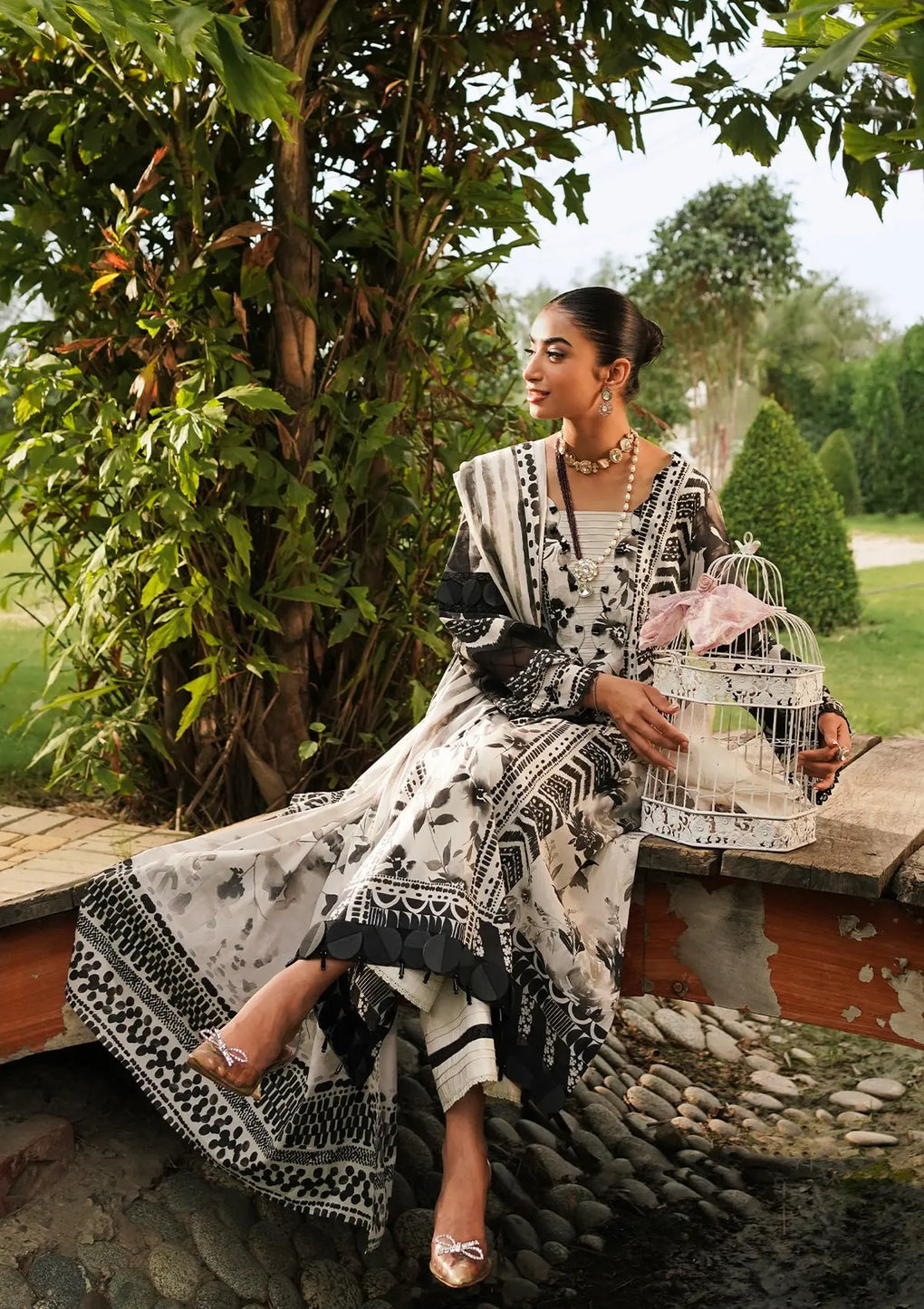Elaf Premium | Printed Collection 24 | EEP-07B - Black Blossom - by - Libasekhas UK - Registered Vendor of : Elaf Premium - 100% Original Designer Dresss