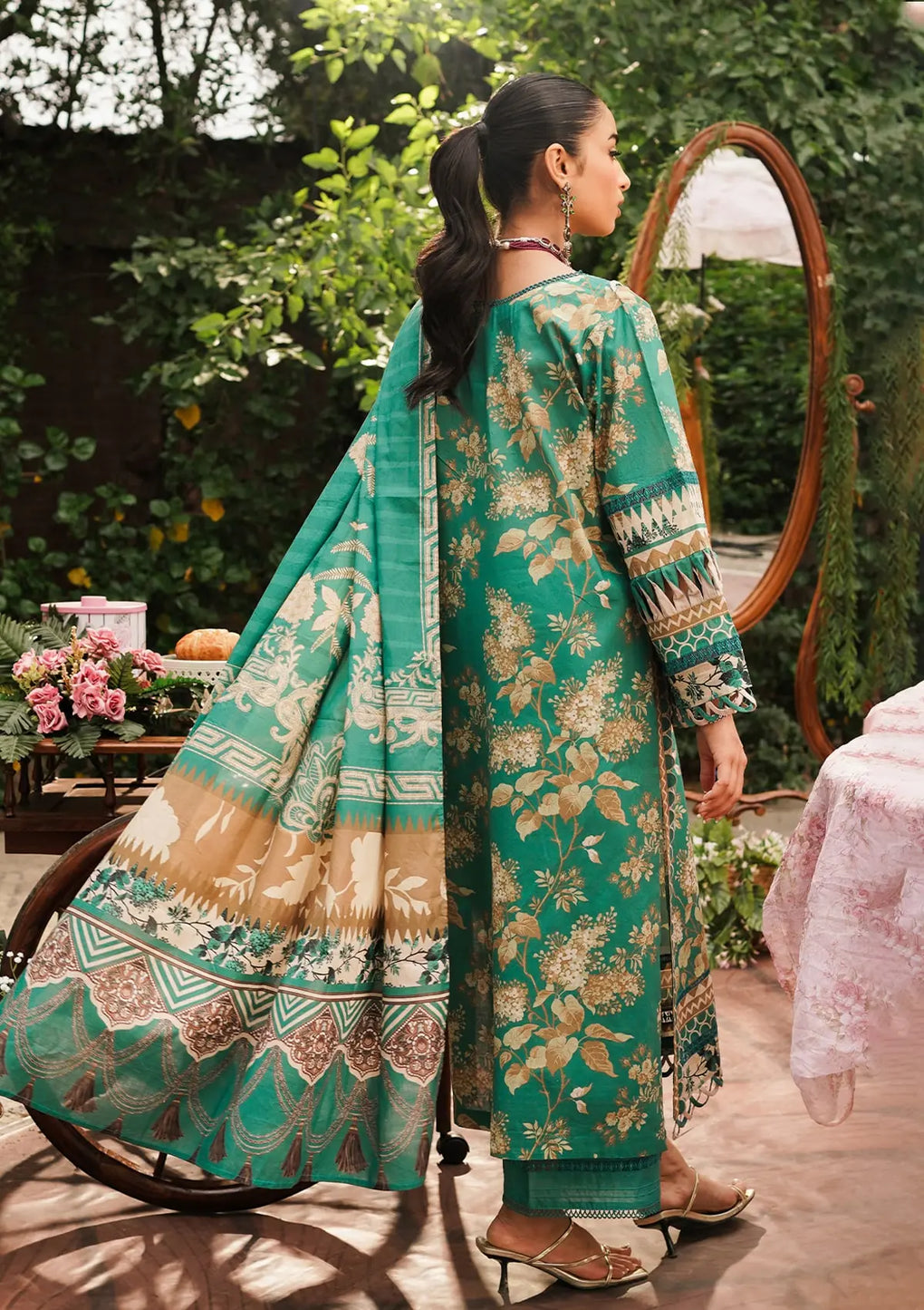 Elaf Premium | Printed Collection 24 | EEP-04B - Chic Teal - by - Libasekhas UK - Registered Vendor of : Elaf Premium - 100% Original Designer Dresss